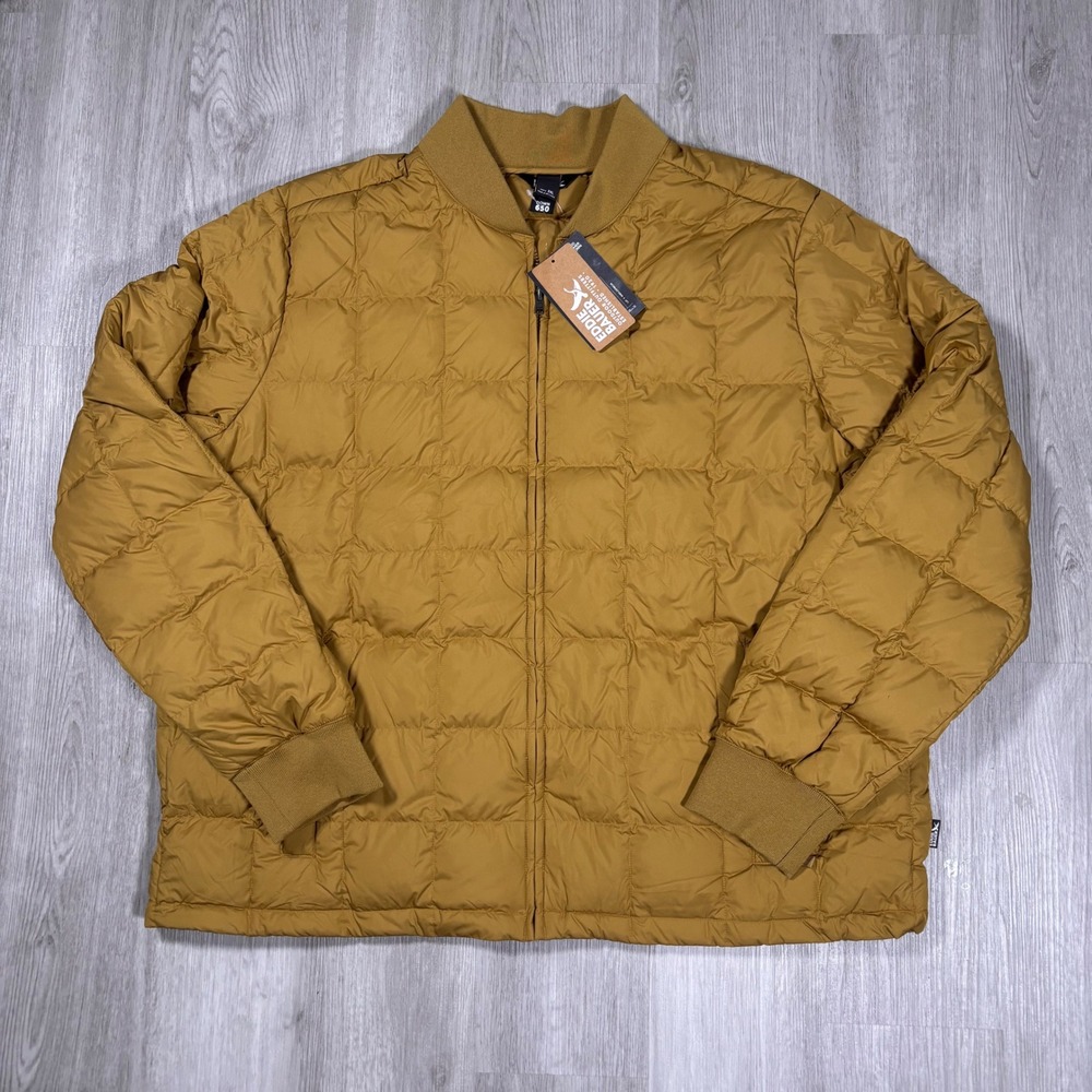 Eddie Bauer Mens Shaw Down Bomber Jacket Mens 2XL Dark Sand 650 Fill Quilted NWT - Picture 1 of 11